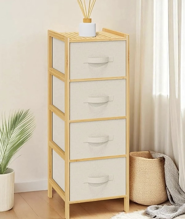 Digithome bambu 4 çekmeceli çok amaçlı düzenleyici şifonyer %34 net indirimle son 90 günün en düşük fiyatı 2.499,00 TL!