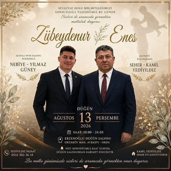 Ordu'nun Aybastı ilçesinde gerçekleşen bir düğün merasimi, törenden ziyade basılan ilginç davetiye ile Türkiye'nin gündemine oturdu.