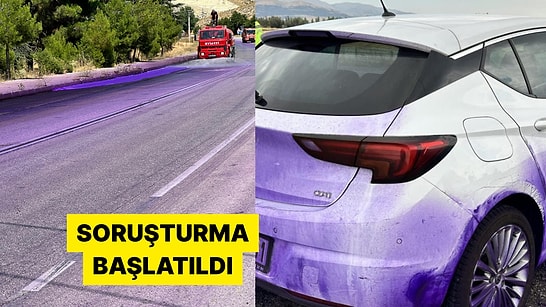 Afyonkarahisar'da TIR'dan Dökülen Kimyasal Araçları Mora Boyadı