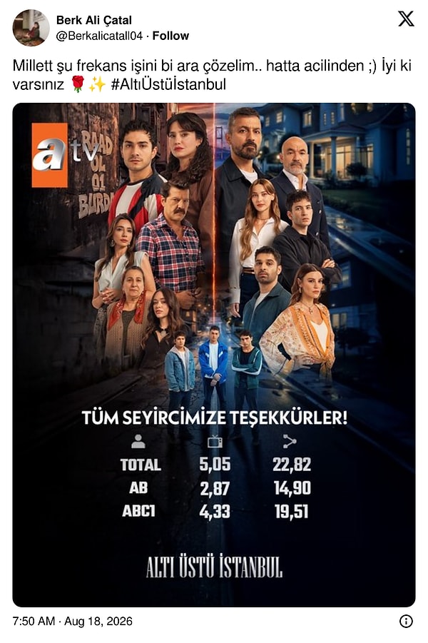 İşte Berk Ali Çatal'ın o paylaşımı: