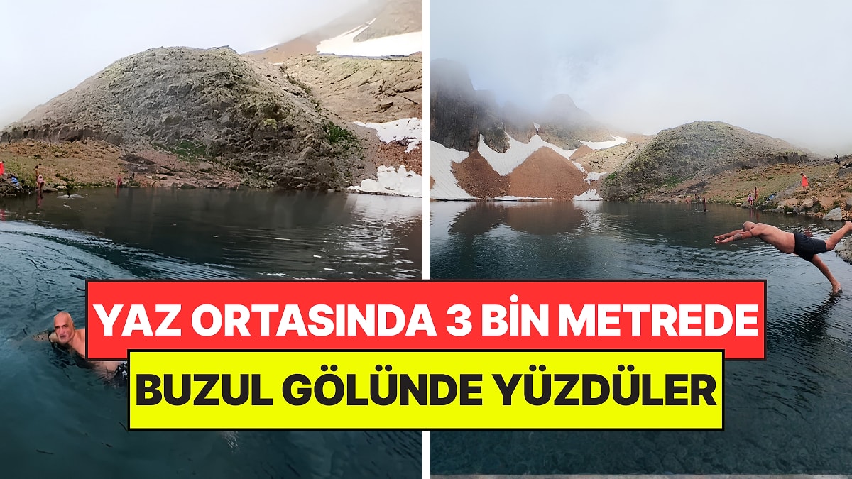 Tüm Türkiye Yaz Sıcağından Bıkmışken Onlar Buzul Gölünde Yüzdü: 3 Bin Metre Tırmandılar