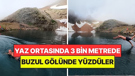 Tüm Türkiye Yaz Sıcağından Bıkmışken Onlar Buzul Gölünde Yüzdü: 3 Bin Metre Tırmandılar