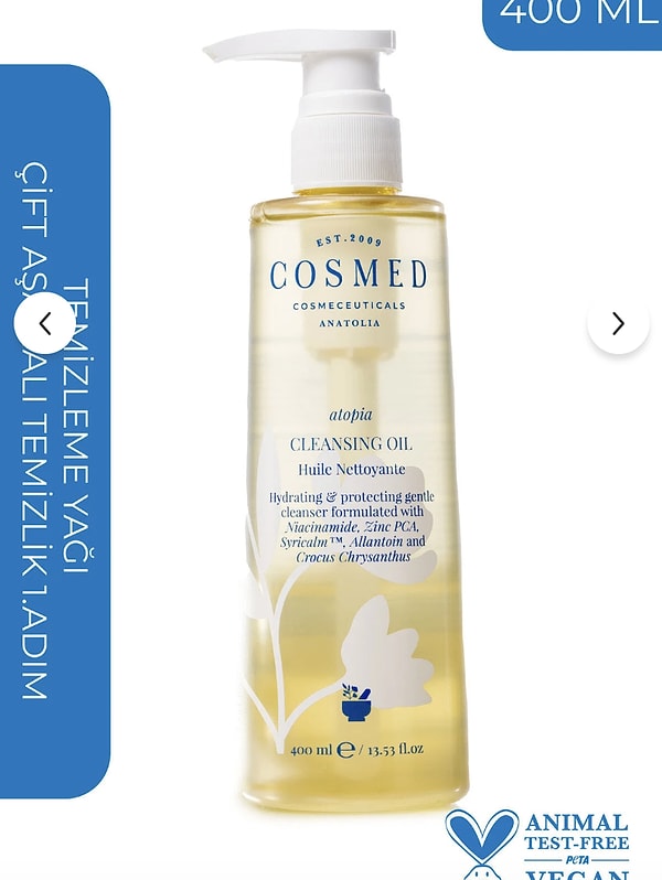 Cosmed Atopia Cleansing Oil yüz ve vücut temizleme yağı COSMED17 koduyla ekstra indirimli!