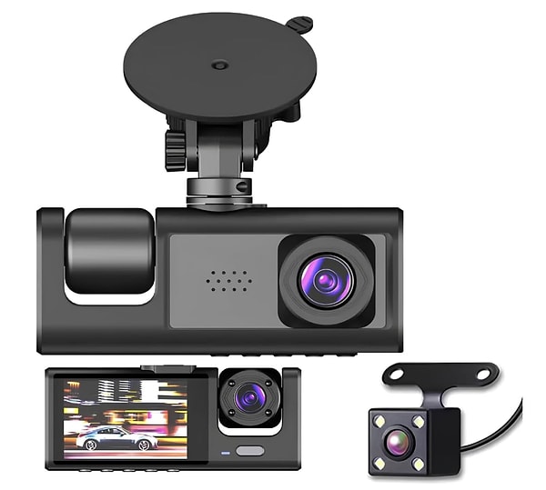 Hasuba 1296p SuperHD 3 kameralı araç içi güvenlik sistemi %45 indirimle son 365 günün en düşüğü 984,20 TL!