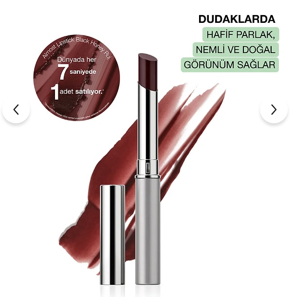 Clinique Almost Lipstick Black Honey nemlendirici ruj sepette %15 indirimle 1.539,00 TL yerine 1.308,15 TL!