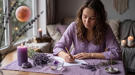 Cleanse Your Energy: Simple Blood Moon Ritual Using Lavender and Stones for Love and Luck
