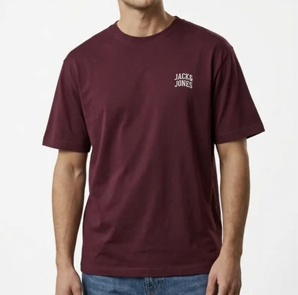 Jack & Jones Noge bisiklet yaka göğüs baskılı bordo erkek tişört sepete özel net 574,80 TL!