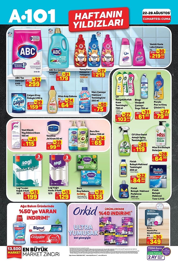 ABC Toz Deterjan 8 KG Canlı Renkler 299 TL