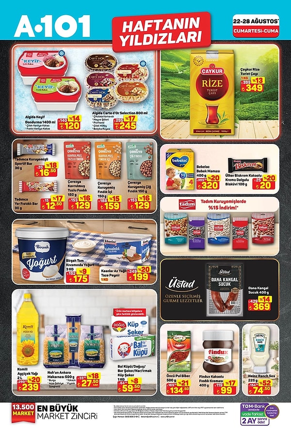 Algida Keyif Dondurma 1400 ml Çilek Vanilya Kakao Fıstık Vanilya Kakao 120 TL