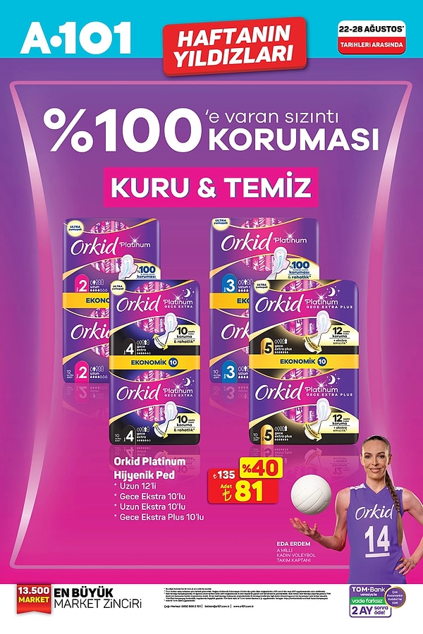 Orkid Platinum Hijyenik Ped 81 TL