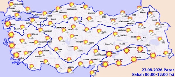 Meteoroloji Genel Müdürlüğü günlük hava durumu raporunu yayımladı.