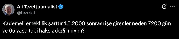Bu haber sonrasında kararın çıkmasını bekleyenler sosyal medyada kademeli emeklilik önerisine destek paylaşımları yapıyor.