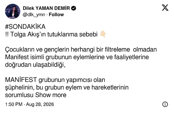 Tolga Akış'ın tutuklanma sebebi.