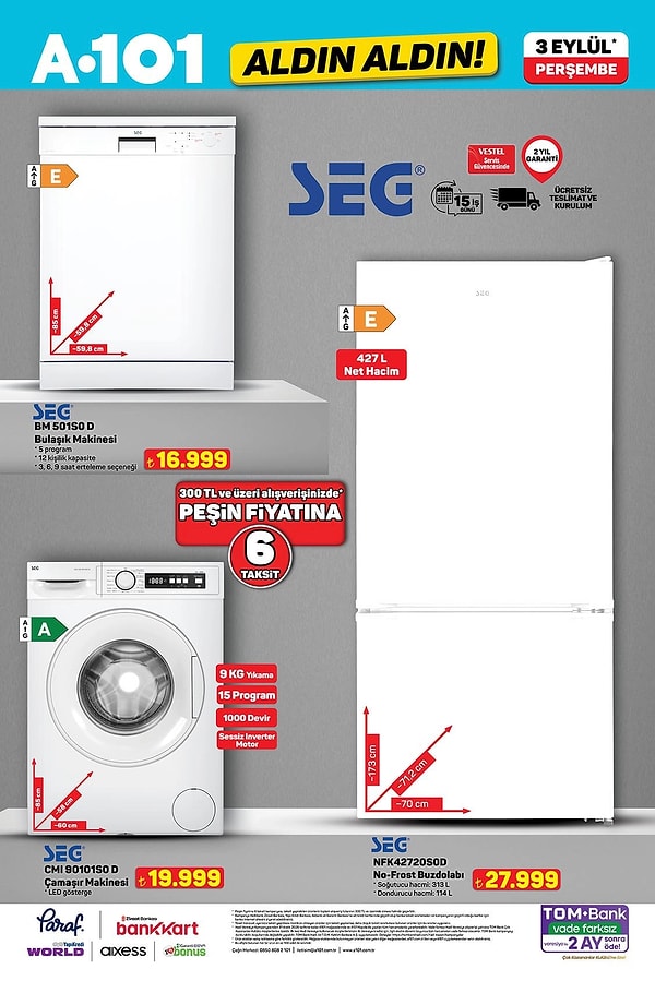 SEG BM 501S0 D Bulaşık Makinesi 16.999 TL