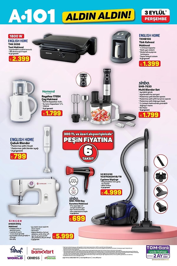 English Home TMK 5050 Tost Makinesi 2.399 TL