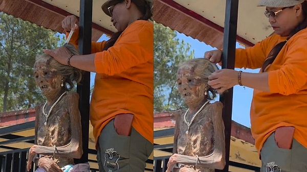 He lives with his 'deceased mother.' He takes her mummified body out to the garden every day.