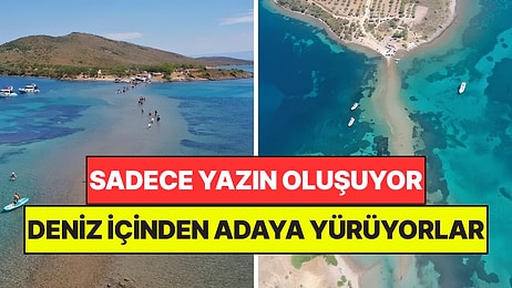 Sadece Yaz Aylarında Görülebiliyor: Denizin İçinden Yürüyerek Adadan Adaya Geçiyorlar
