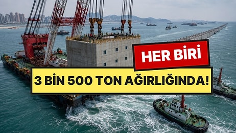 Çin Denizin Altına 119 Bin Tonluk Dev Beton Duvar Örüyor: Dev Yapılar Santim Santim Batırılıyor