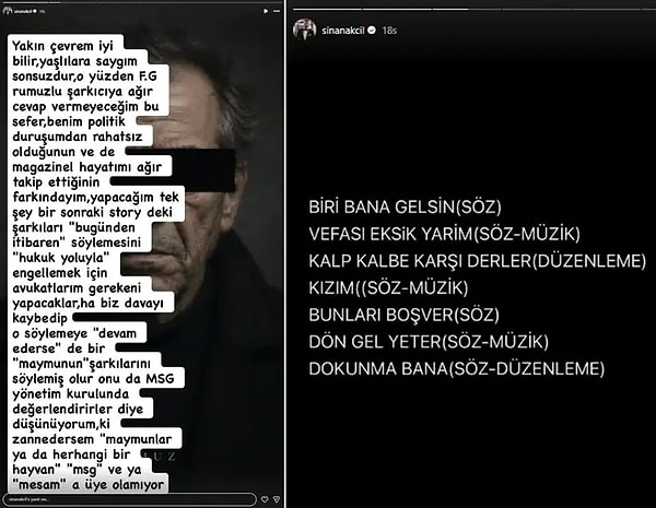 Ferhat Göçer, Sinan Akçıl’ın artık kendi gözünde bir müzisyenden çok magazin figürüne dönüştüğünü iddia etti.