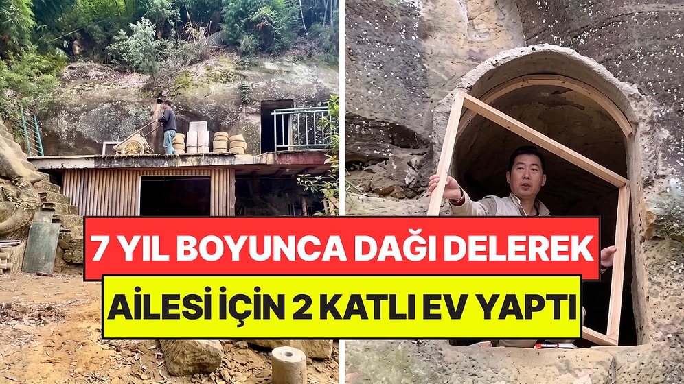 Kar Yağmur Dinlemeden 7 Yıl Boyunca Dağı Deldi: Tek Başına Ailesi İçin 2 Katlı Ev Yaptı