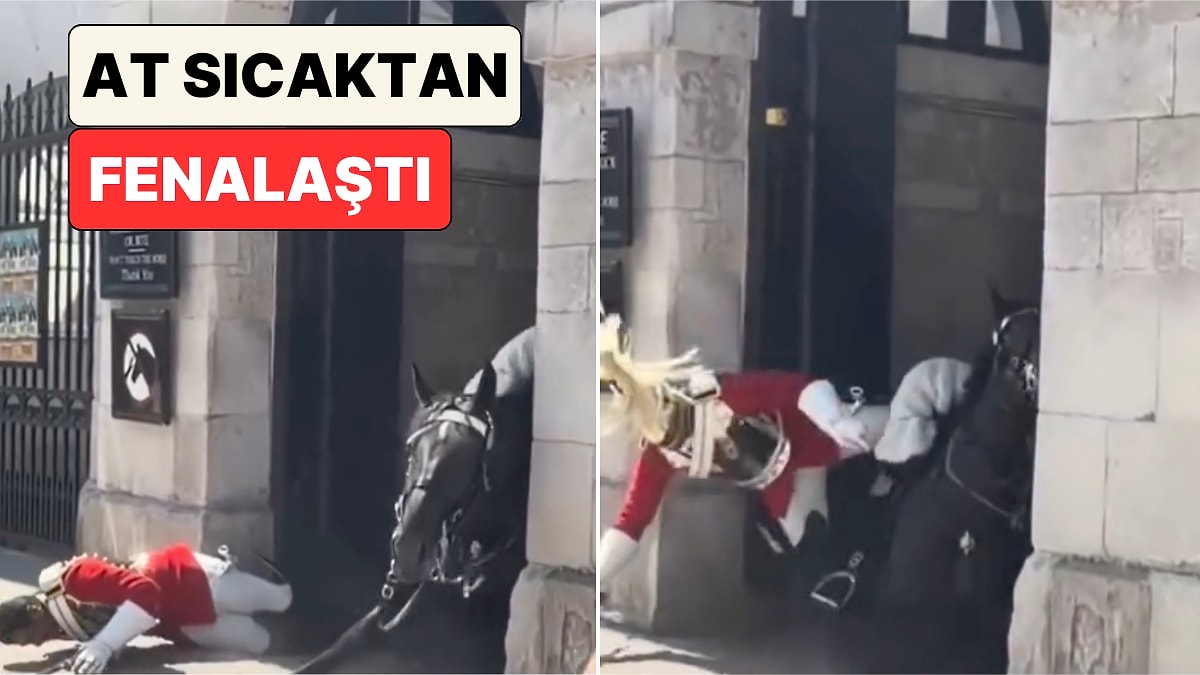 Londra'da Sıcaktan Yorulan Bir Muhafız Atı Bir Anda Yere Kapaklandı