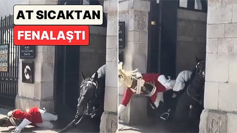 Londra'da Sıcaktan Yorulan Bir Muhafız Atı Bir Anda Yere Kapaklandı
