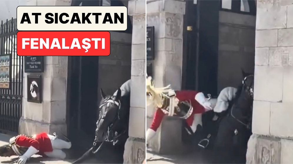 Londra'da Sıcaktan Yorulan Bir Muhafız Atı Bir Anda Yere Kapaklandı