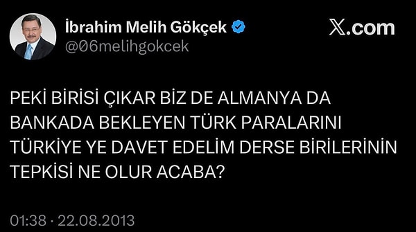 İşte Melih Gökçek’in Almanya hakkında yaptığı paylaşımlardan bazıları: