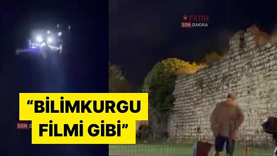 Fatih'te Sur Dibinde İçki İçenlere Yapılan Drone Uyarısı Bilimkurgu Filmlerini Aratmadı