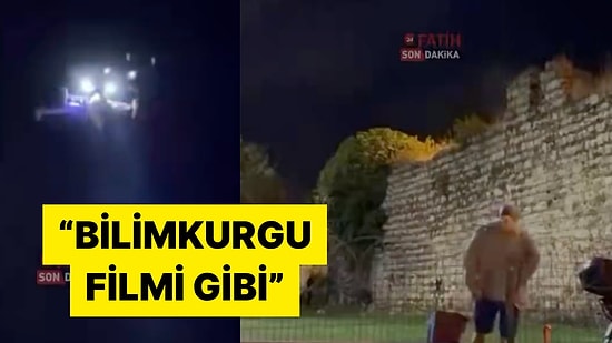 Fatih'te Sur Dibinde İçki İçenlere Yapılan Drone Uyarısı Bilimkurgu Filmlerini Aratmadı