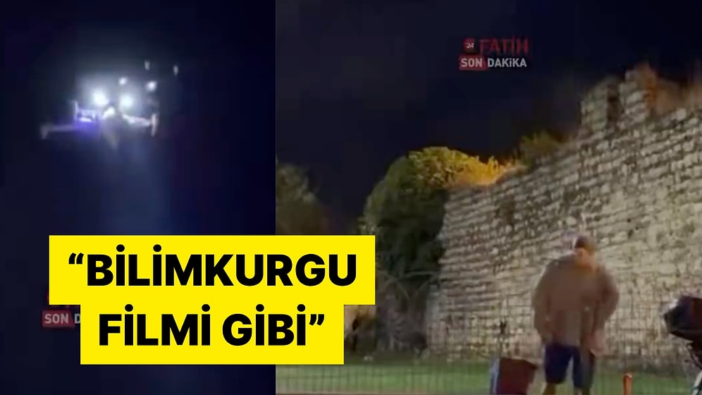 Fatih'te Sur Dibinde İçki İçenlere Yapılan Drone Uyarısı Bilimkurgu Filmlerini Aratmadı