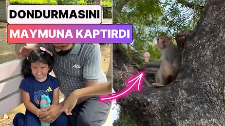 Hindistan'da Yaşayan Türk İçerik Üreticisi Kızının Dondurmasını Maymuna Kaptırdığı Anları Paylaştı