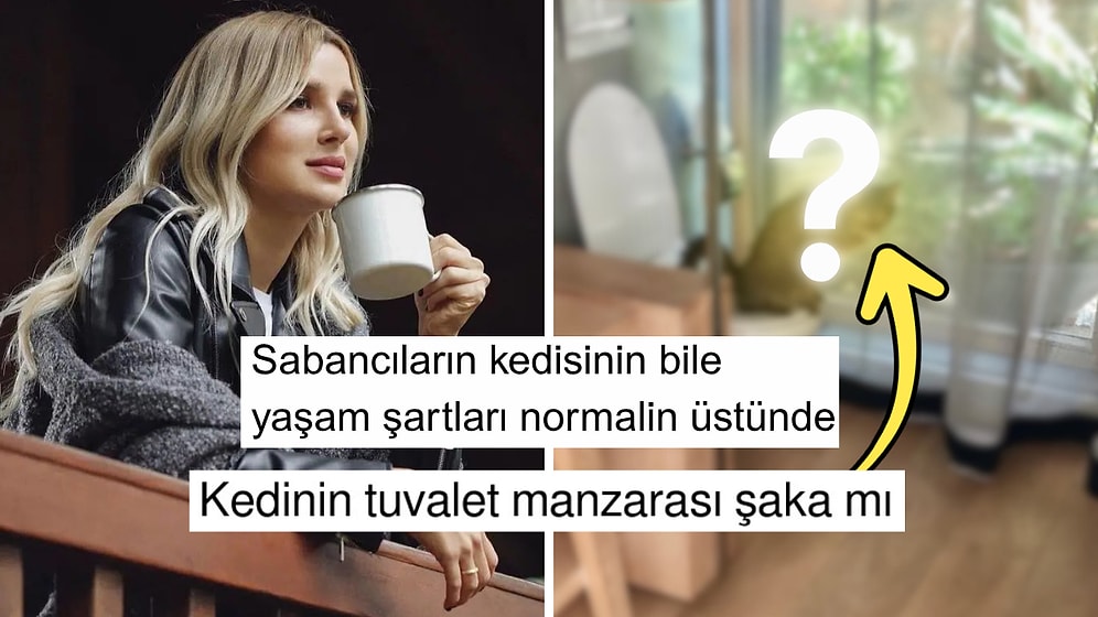 Pınar Sabancı'nın Paylaştığı Karede Kedisi Ayrı Manzaralı Tuvaleti Ayrı Olay Oldu!