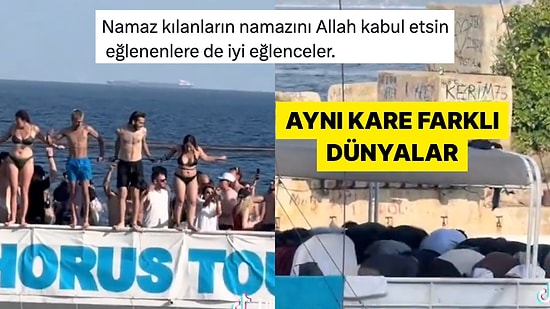 İstanbul Boğazı'nda Yan Yana İki Ayrı Tur Teknesi Sosyal Medyada Gündem Oldu