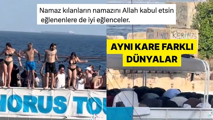 İstanbul Boğazı'nda Yan Yana İki Ayrı Tur Teknesi Sosyal Medyada Gündem Oldu