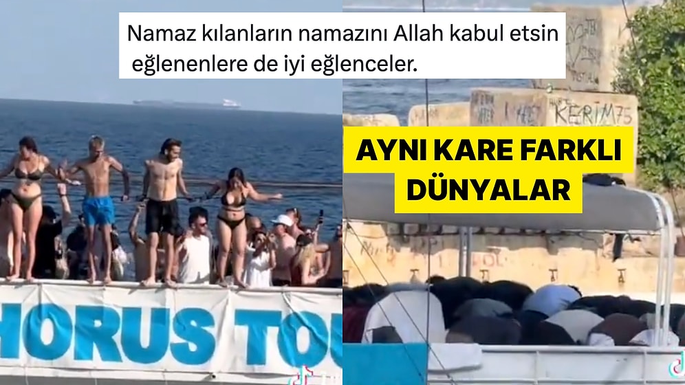 İstanbul Boğazı'nda Yan Yana İki Ayrı Tur Teknesi Sosyal Medyada Gündem Oldu