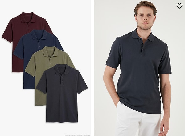 4'lü paket pamuklu regular fit düğmeli polo yaka erkek tişört seti net 1.299,99 TL!