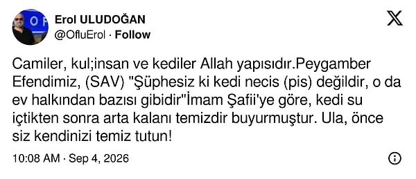 Özellikle İslam'da kedilerin özel bir yerinin olduğu vurgulandı.