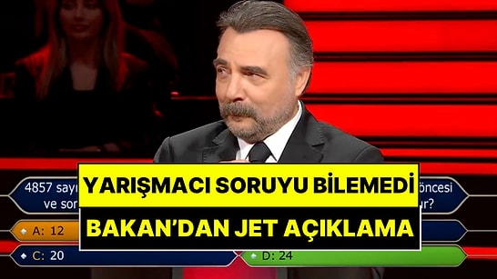 'Kim Milyoner Olmak İster?' Yarışmasındaki Soruya Bakan'dan Jet Açıklama