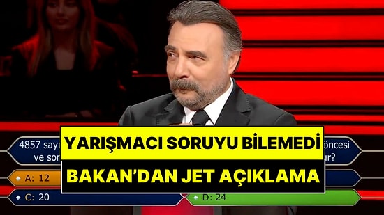 'Kim Milyoner Olmak İster?' Yarışmasındaki Soruya Bakan'dan Jet Açıklama