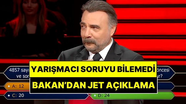 Milyoner'deki Soruya Bakan'dan Jet Paylaşım Geldi
