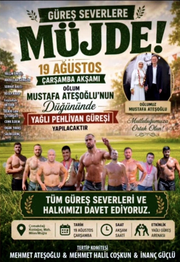 Posters were printed for the wedding. Father Ateşoğlu stated, "I spent 1 million 500 thousand TL just for the wrestling."