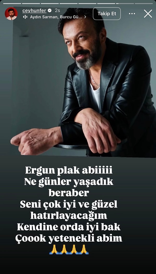 Serhat Kılıç ile Ceyhun Fersoy, karşılıklı oynadıkları sahnelerde izleyenleri kahkahaya boğan ikiliydi. Ceyhun Fersoy da rol arkadaşına son kez "Ergun Plak abi" diye seslendi.