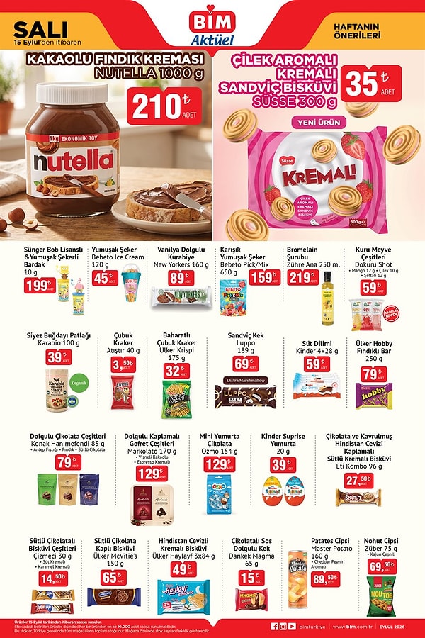 Kakaolu Fındık Kreması Nutella 1000 g 210 TL