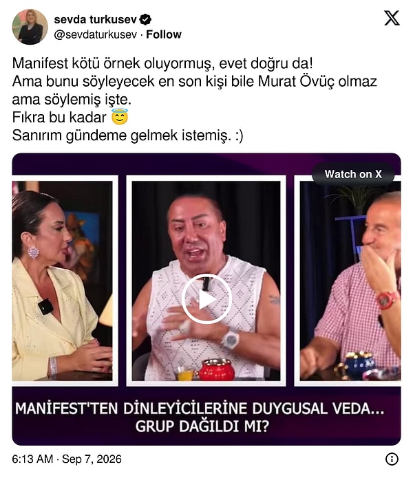 Murat Övüç'ün Manifest hakkındaki sözleri sosyal medyada gündem oldu.