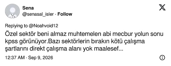 Bazı bölümler için özel sektörde iş alanı bile bulunmuyor.