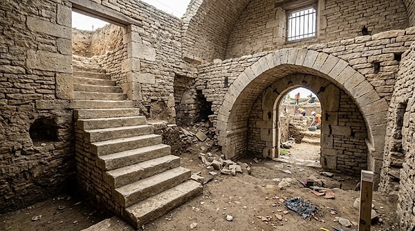 Yaklaşık 1.500 yıl boyunca cazibesini koruyan alandaki en dikkat çekici bulgu birden fazla odadan oluşan devasa bir Orta Çağ yapısı oldu.