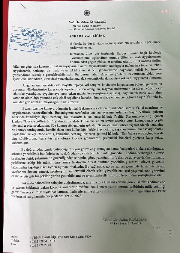 Dilekçesinde Korkmaz, yakın korumanın milletvekilliği faaliyetlerinde ve seyahatlerinde de uygulanmasını istedi.