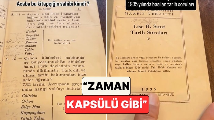 Bir Sahaf 1935'te Basılan Bir Lise Tarih Soruları Kitabını Paylaştı