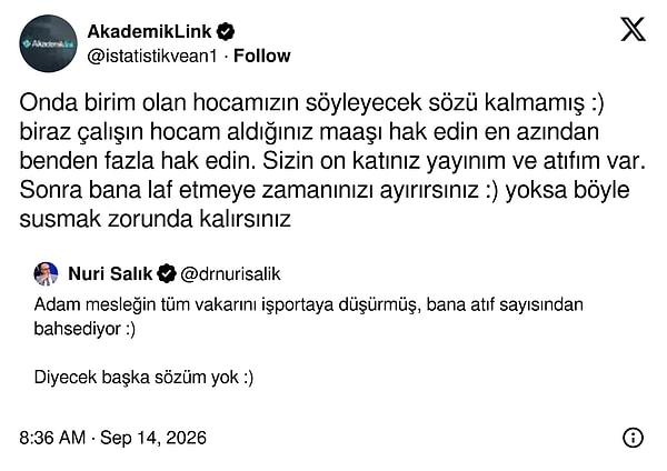 Salık'ın "İşportaya Düşürmüş" sözlerine Özkara'dan "Benden 10 Kat Fazla Atıfım Var" cevabı geldi.